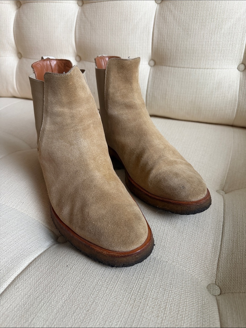 Common Projects Beige Suede Chelsea Boots Euro 42 USA 9.5